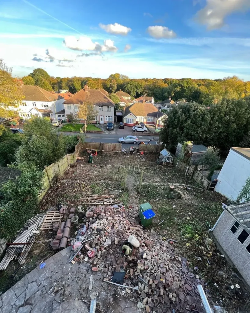 Garden cleared and prepared for landscaping