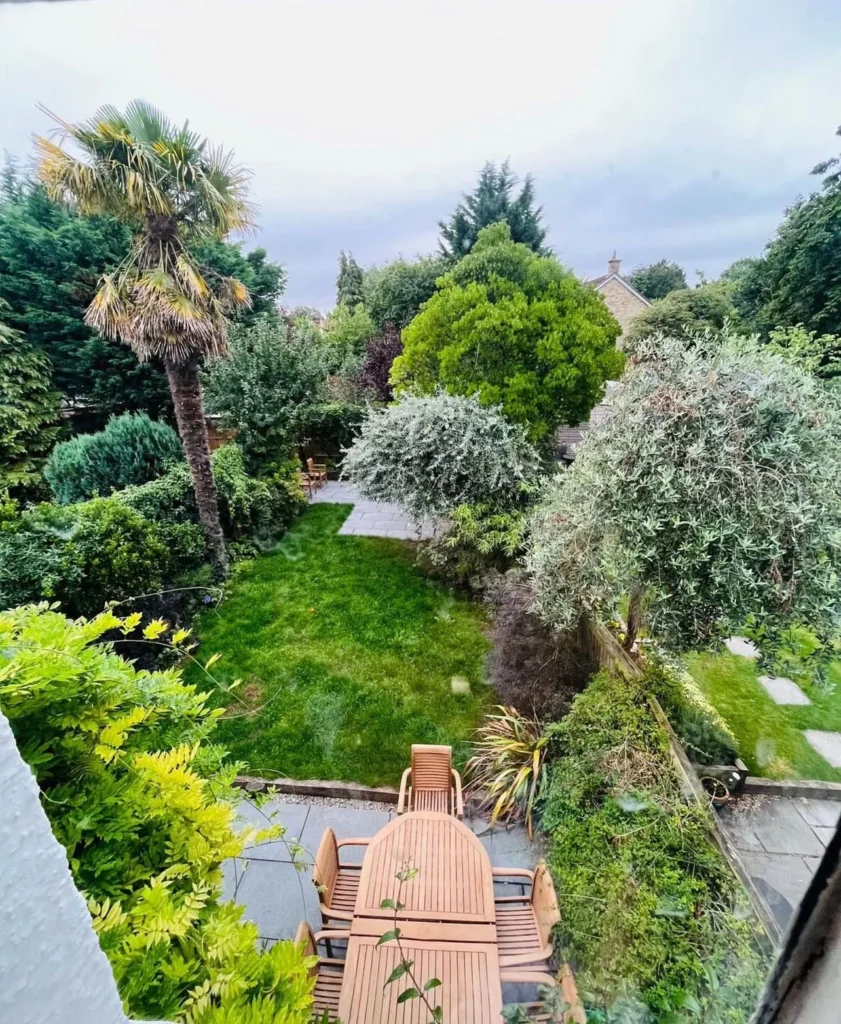 Landscaped garden with mature planting